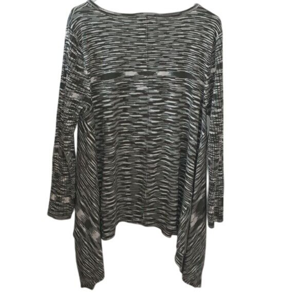 No Comment Plus 2X Green & White Striped Acrylic Tunic Sweater With Asymmetrical - Picture 8 of 9